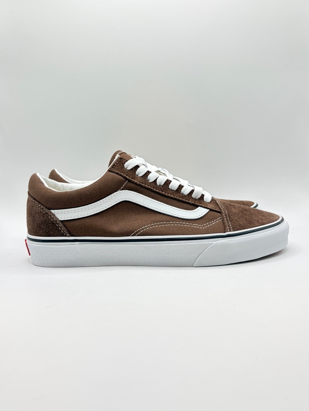 Vans Old Skool Brown Suede Low Top Sneakers with White Stripe, Size 8/9.5 Womens